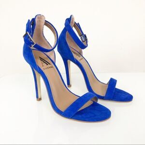 Ava & Aiden Cobalt Blue Suede Ankle Strap Heels Size 6